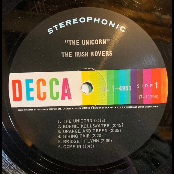 The Irish Rovers. Vinyl Record album lp.•The Unicorn. Vintage 1960s music - Picture 2 of 4